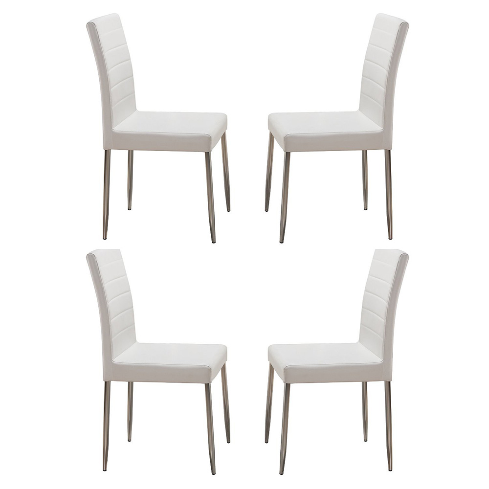 Verde Chair (White/Chrome Metal) - Set of 4