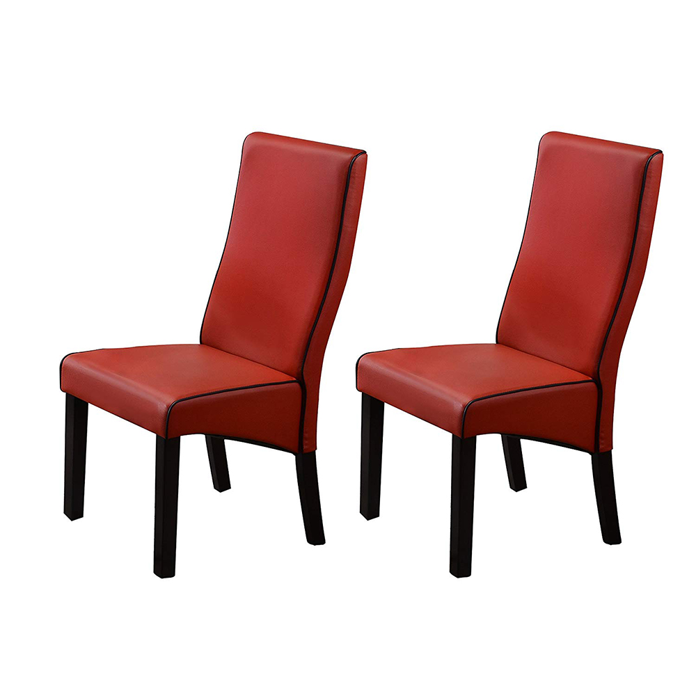 Pentam Upholstered Parson Chairs (Red) - Set of 2