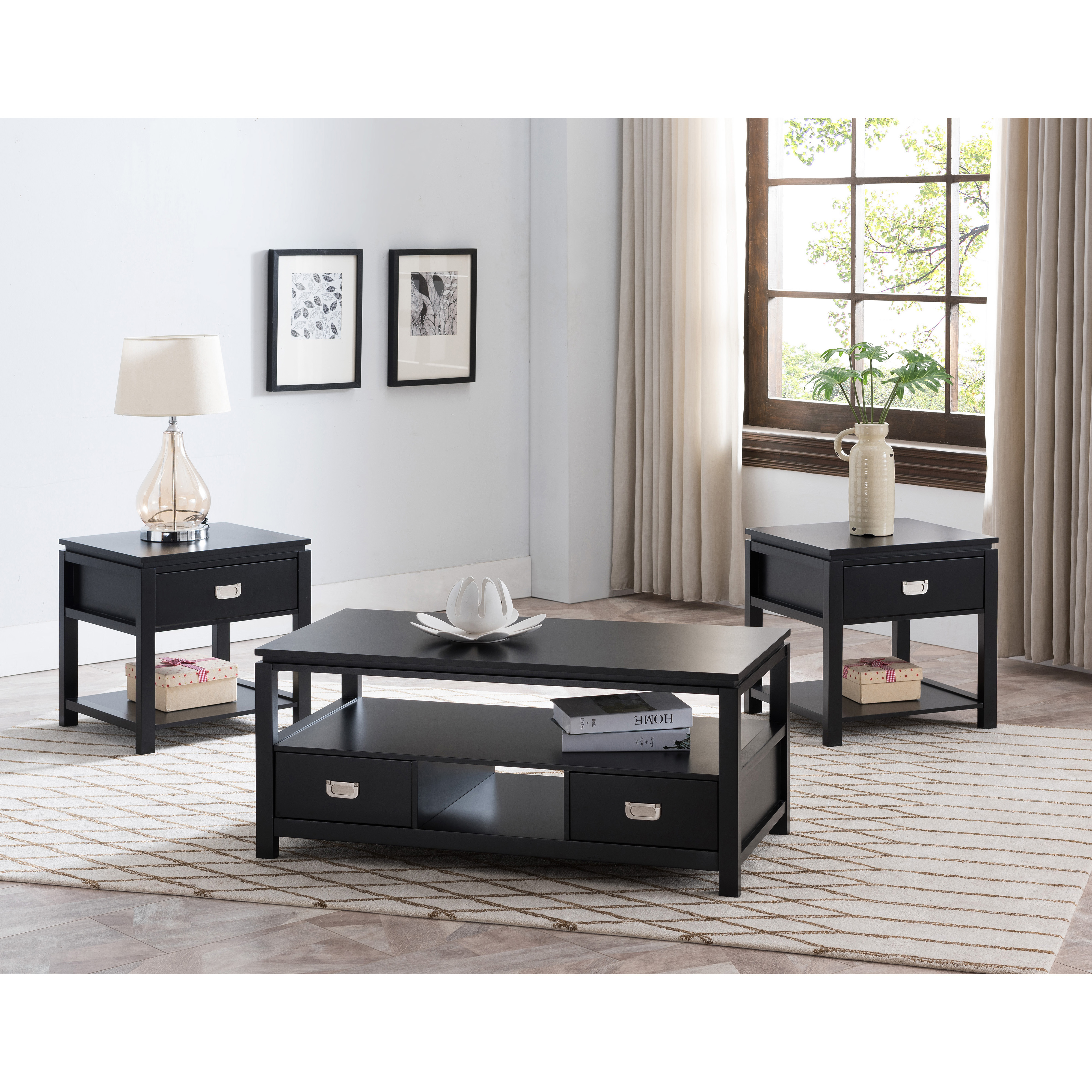 Balthus 3-Piece Occasional Table Set (Black)