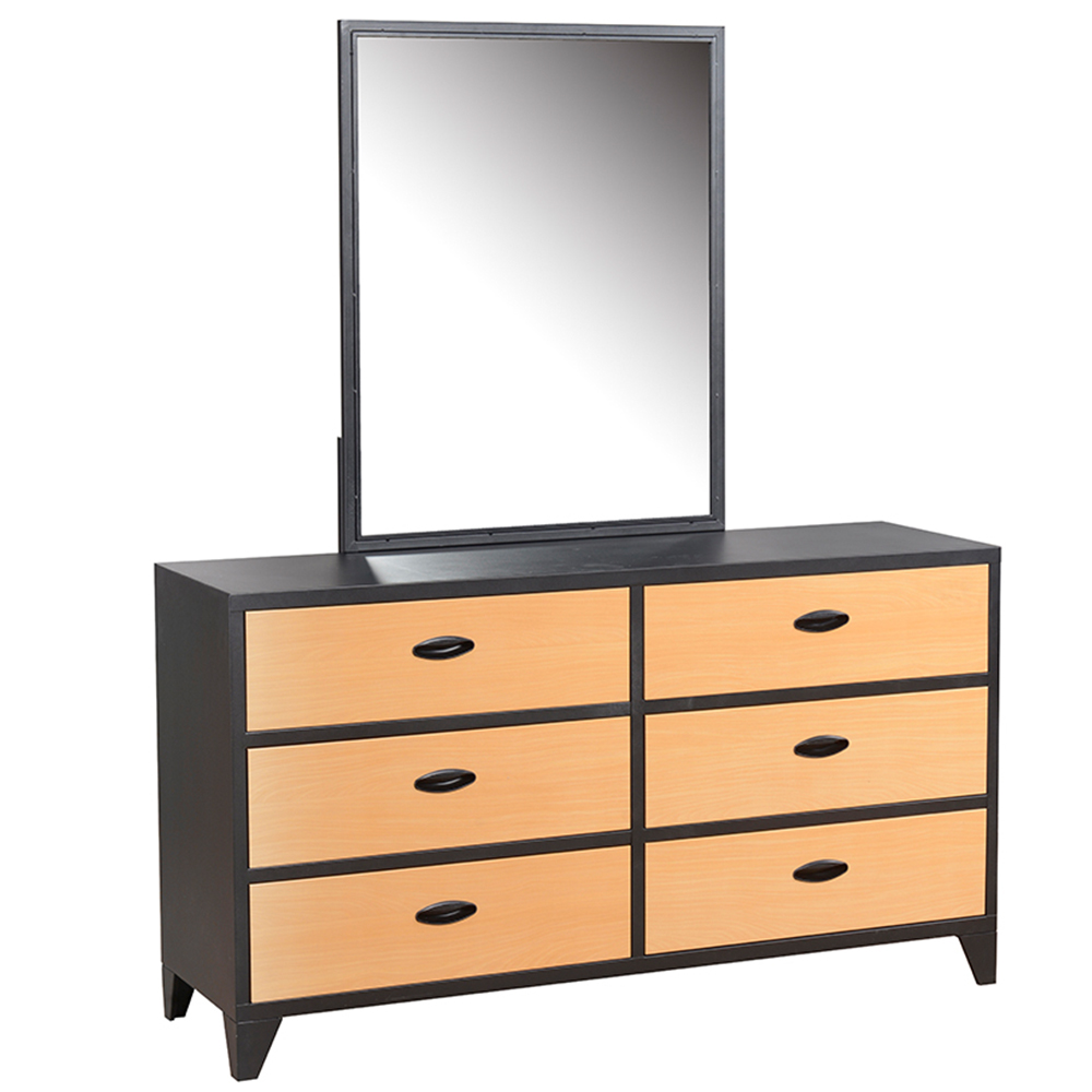 Maoz Steel 6-Drawer Dresser/Mirror (Natural)