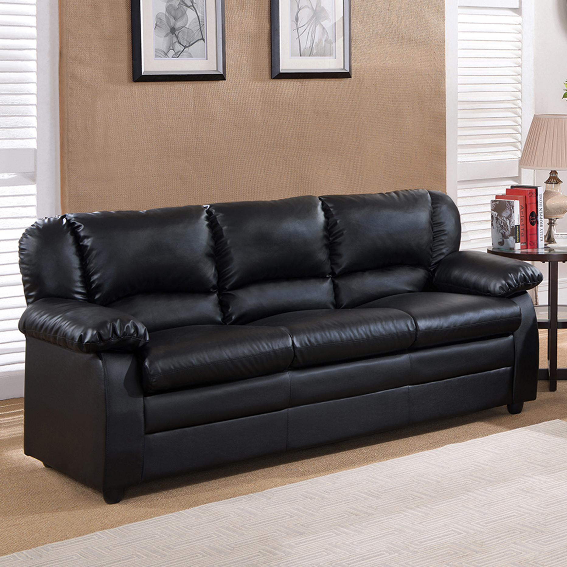 Abanda Leather Sofa (Black)
