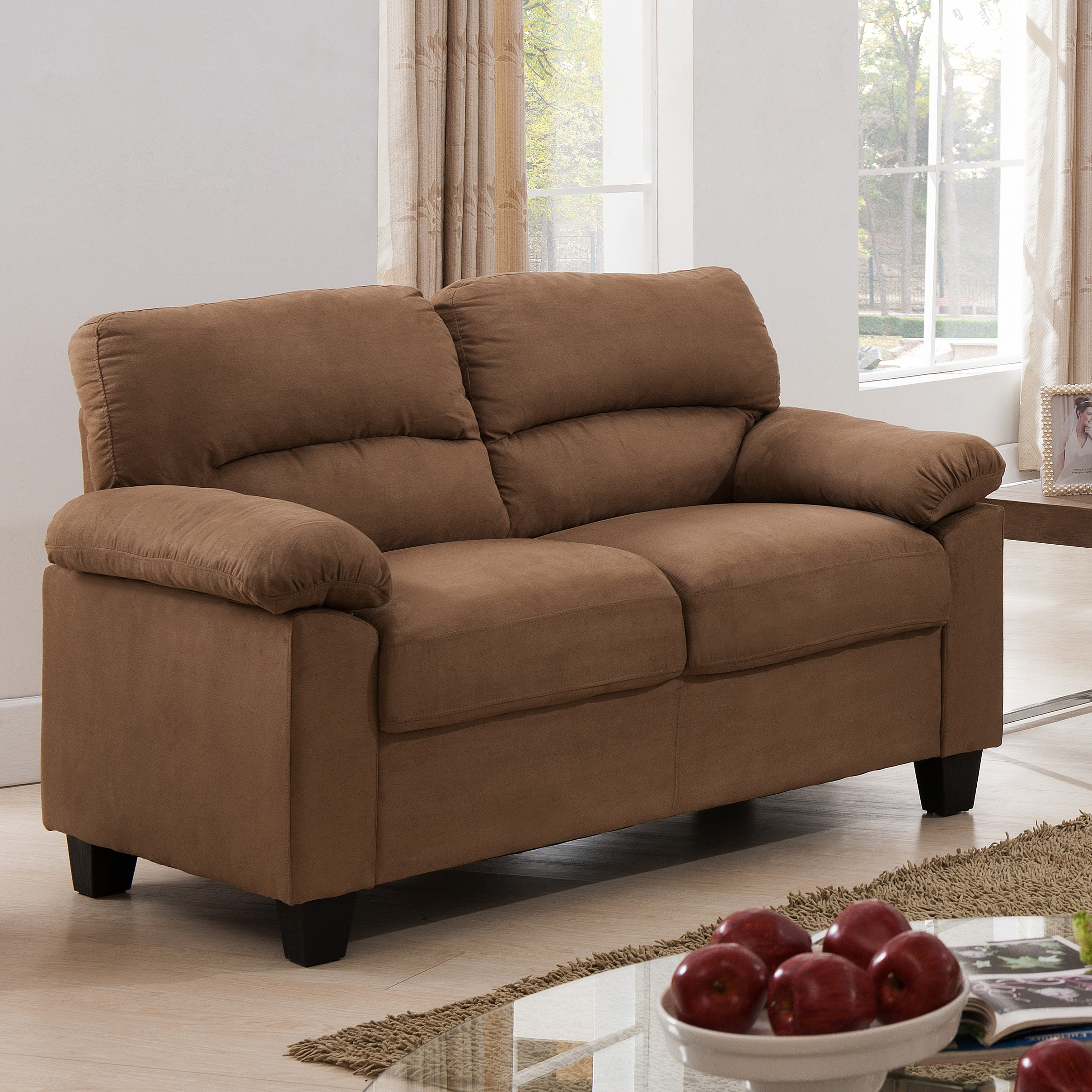 Ames Fabric Loveseat (Brown)