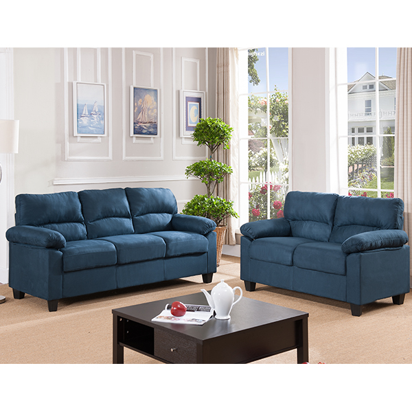 Ames Fabric Living Set (Blue)