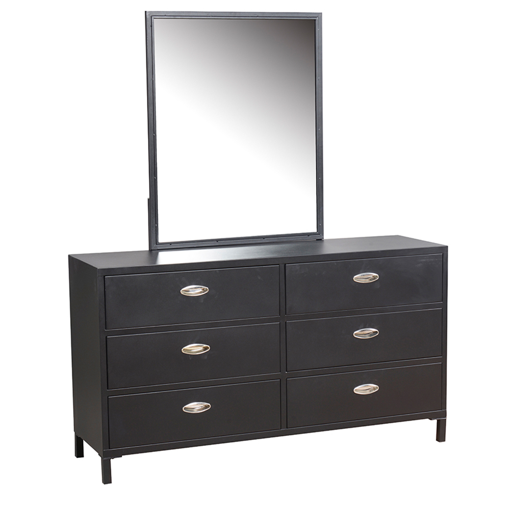 Maoz Steel 6-Drawer Dresser / Optional Mirror (Black)