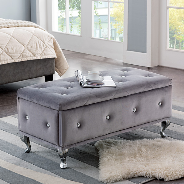 Morgan Upholstered Tufted Bench (Grey)