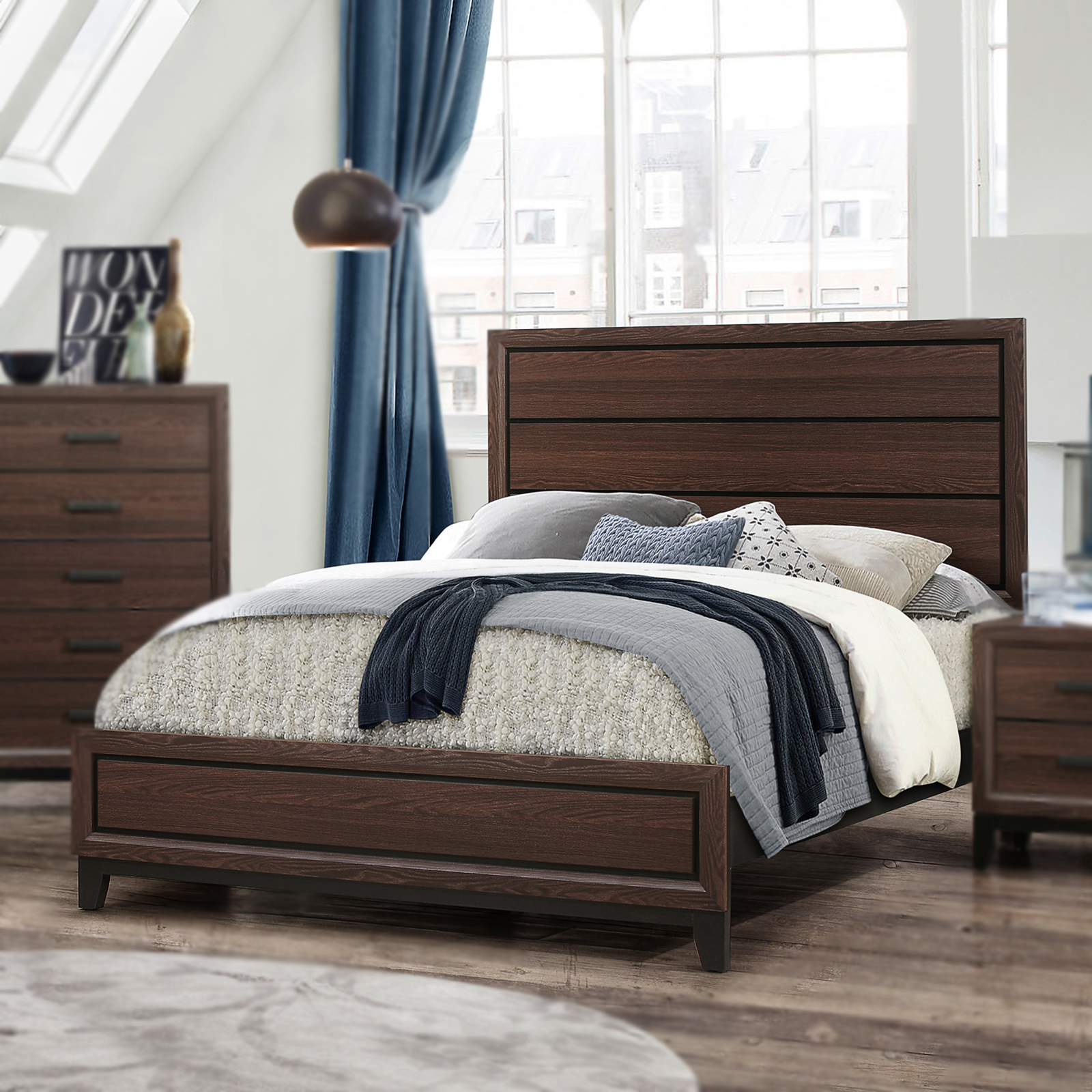 Athens Wood Panel Bed - King/Queen