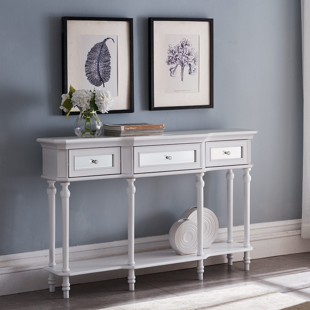 Hymera Traditional 3-Drawer Console Table