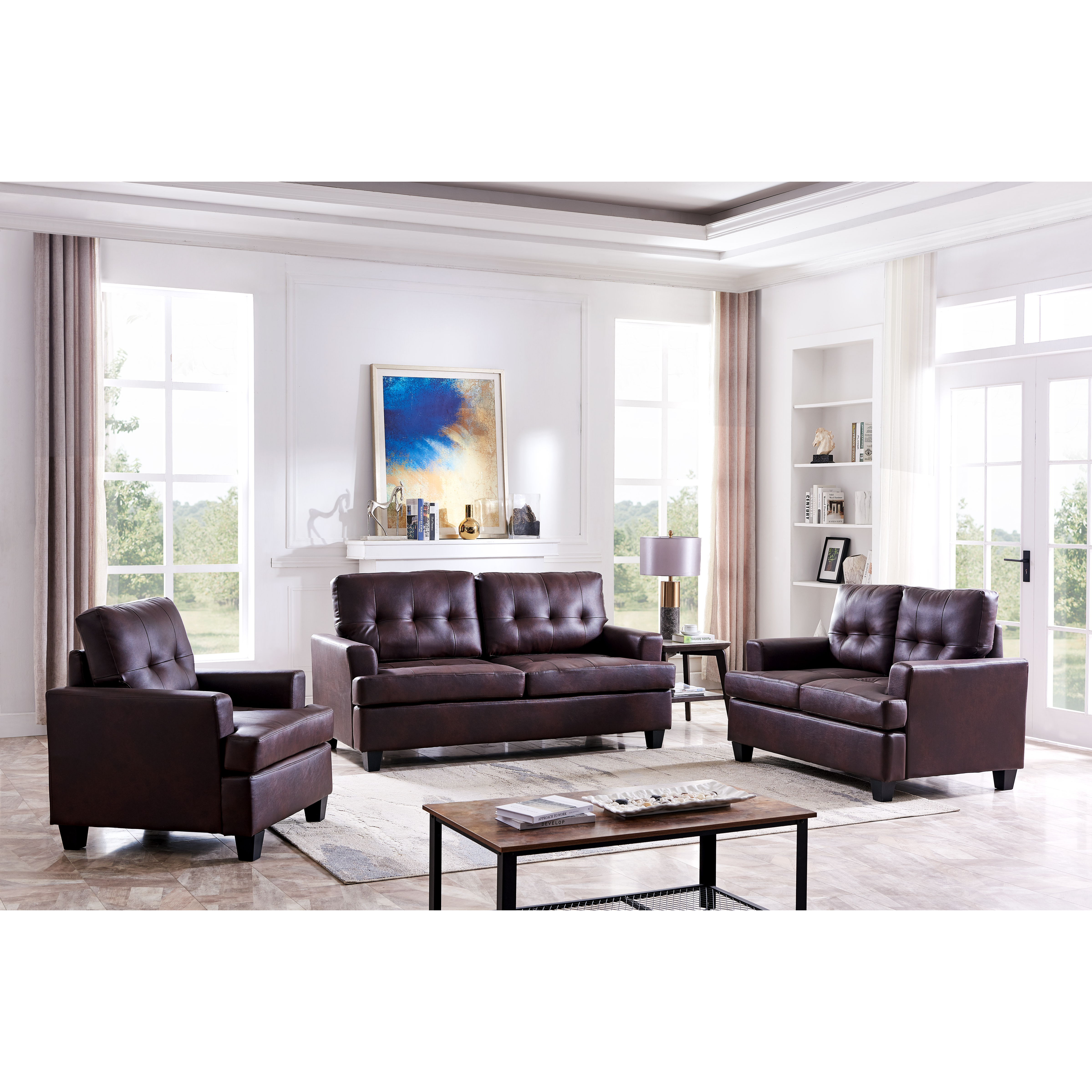 Hanson Living Room Set (Brown)