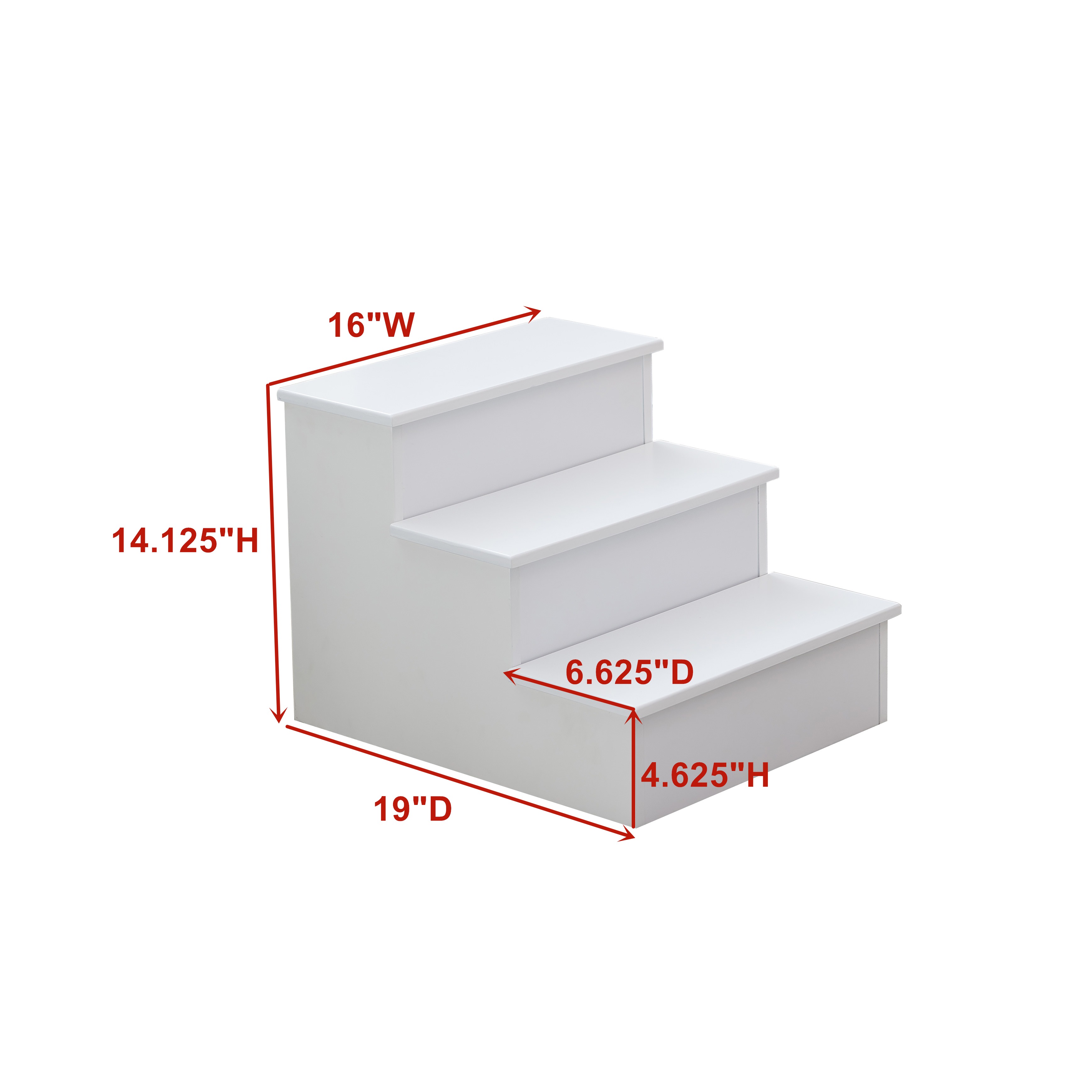 3 Step Wood Step Stool, White TAF Furniture