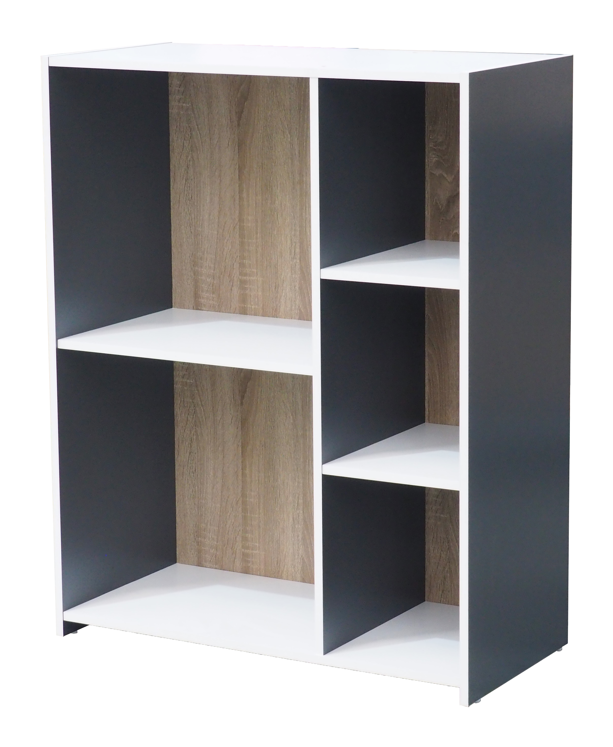 5 Cube Storage Bookcase, Gray/White TAF Furniture