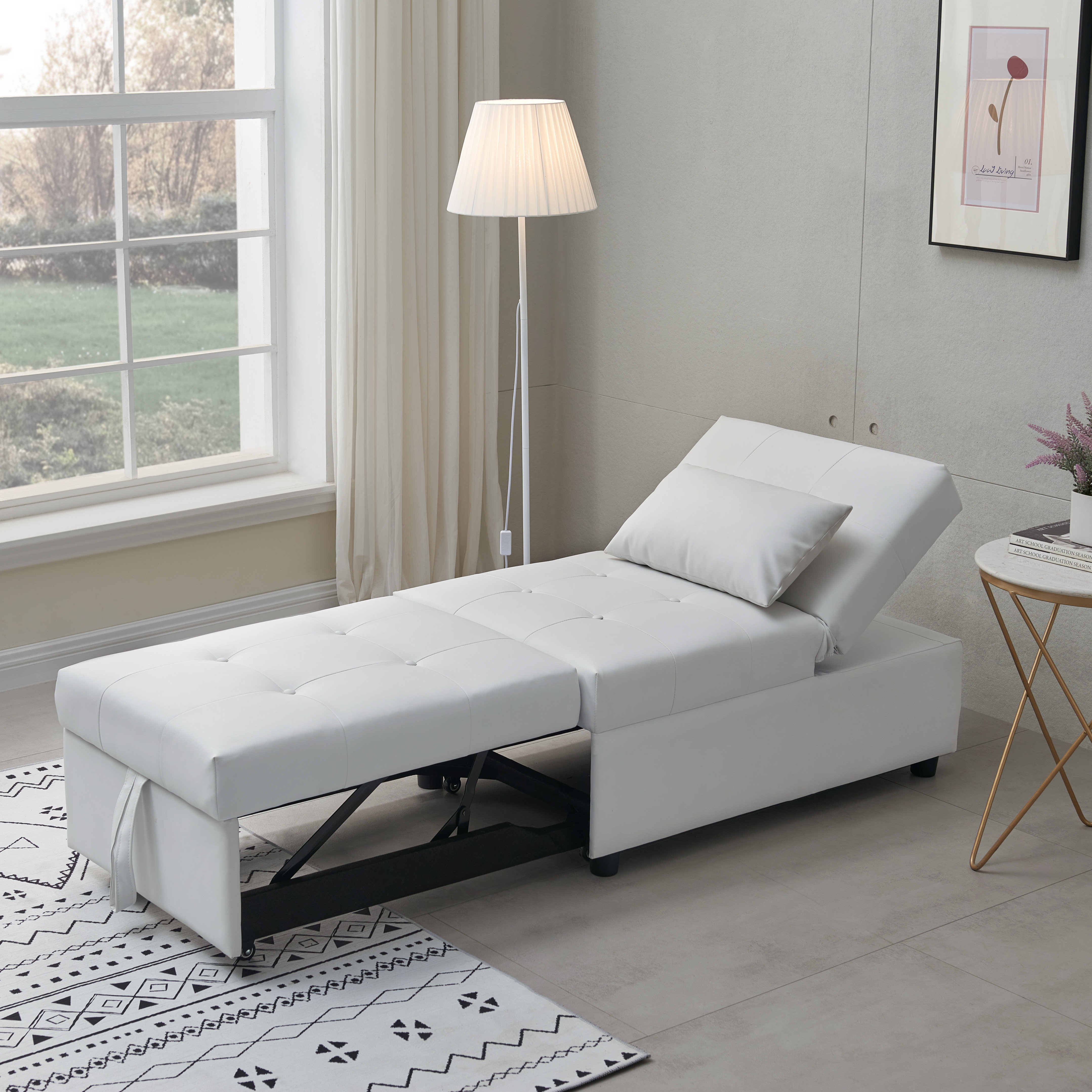 Michelle Convertible Ottoman Bed (White)