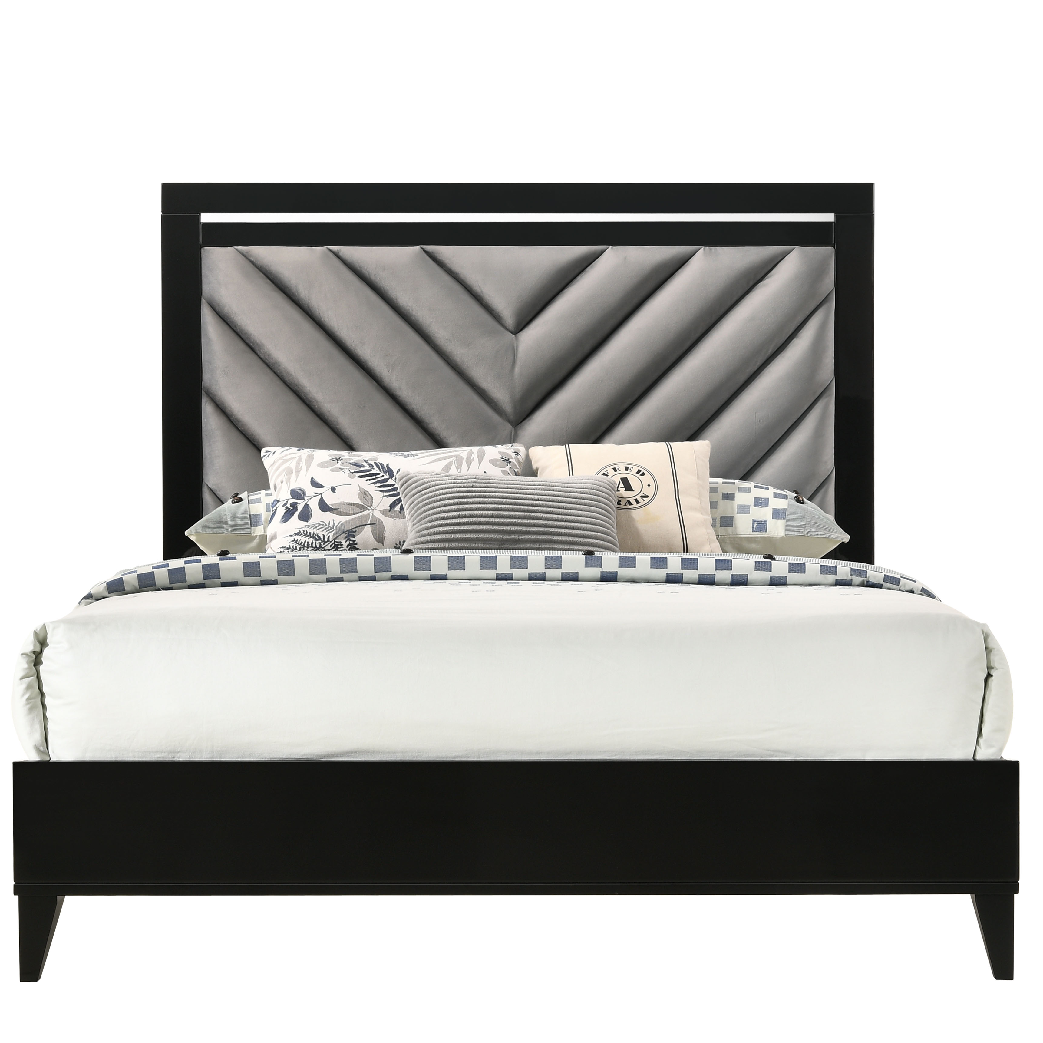 Florissant Upholstered Bed – King/Queen (Black) – TAF Furniture