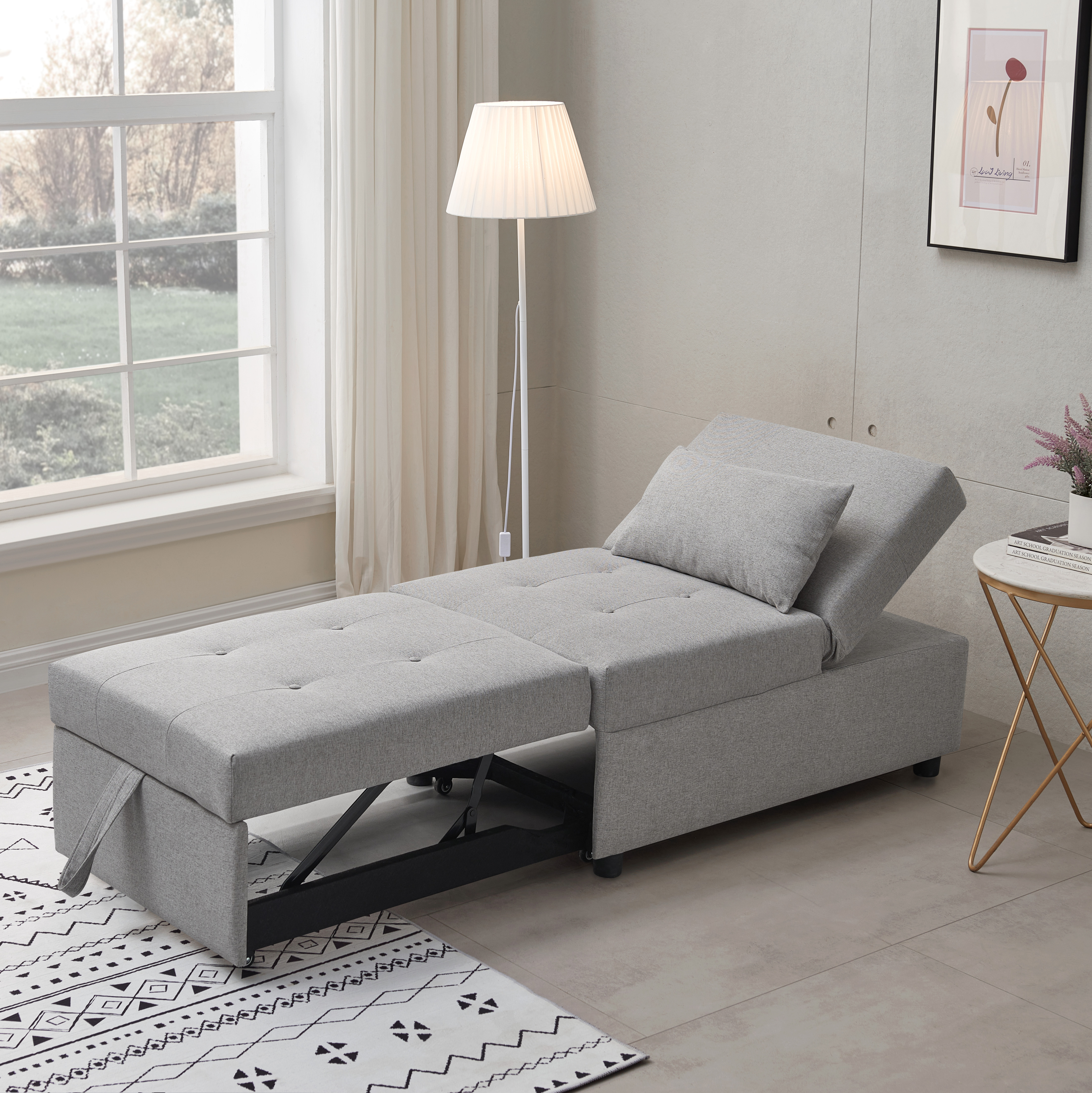 Michelle Convertible Ottoman Bed (Light Gray)