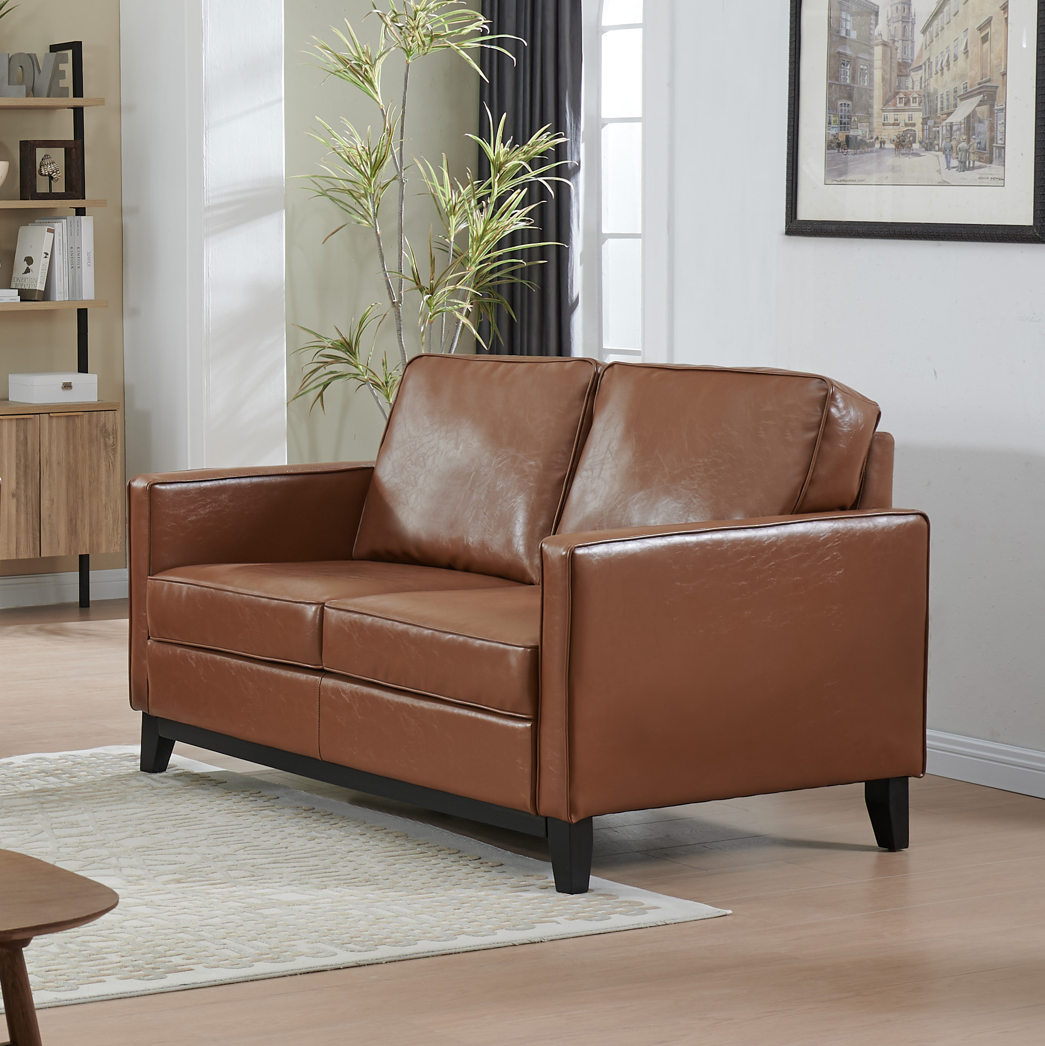 Glover Leather Loveseat (Brown)