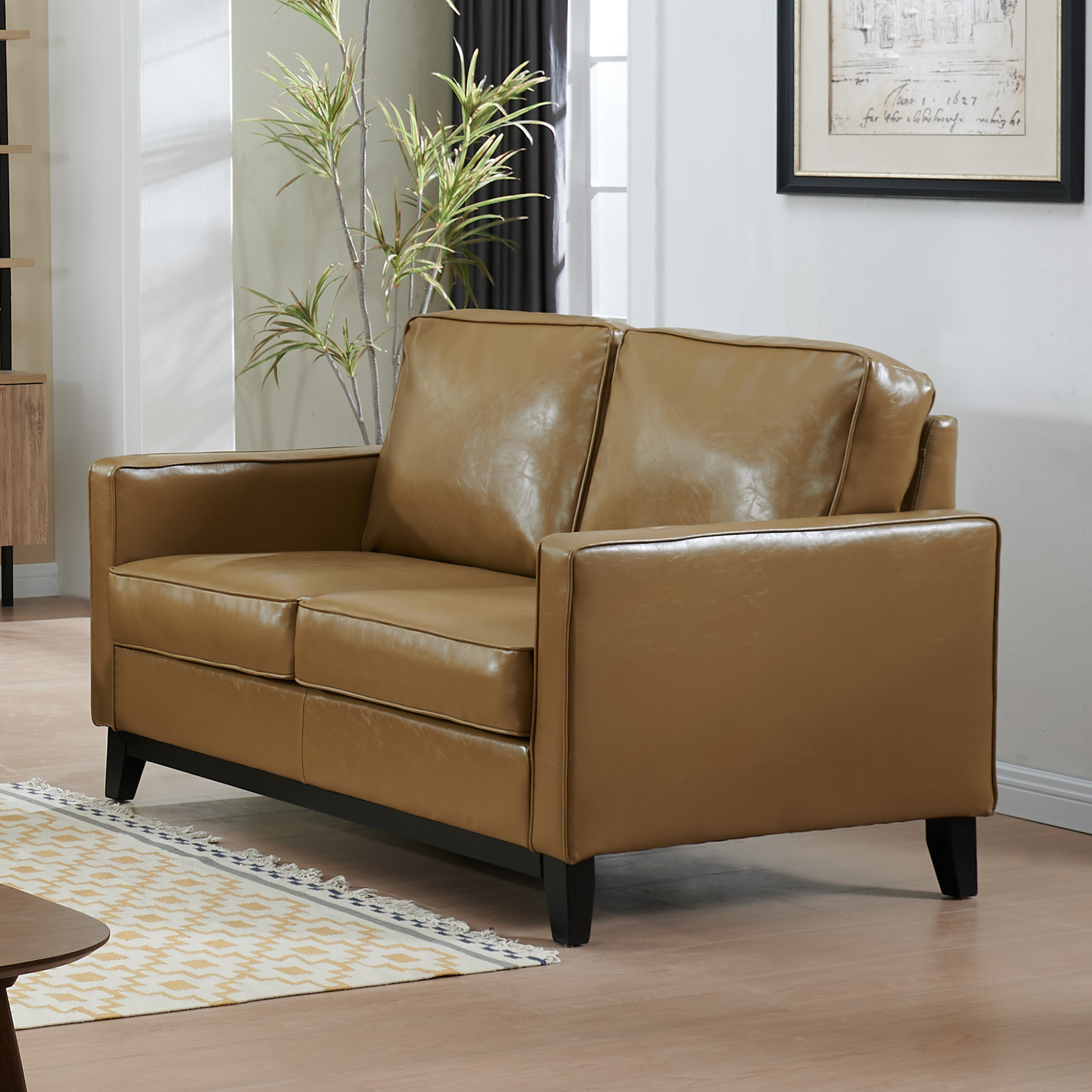 Glover Leather Loveseat (Tan)