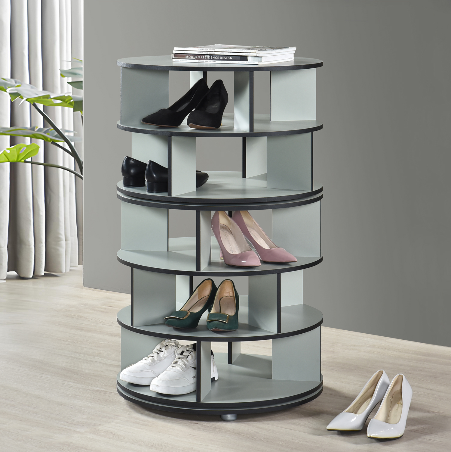 Cassidy 5-Tier Revolving Shoe Rack (Green)