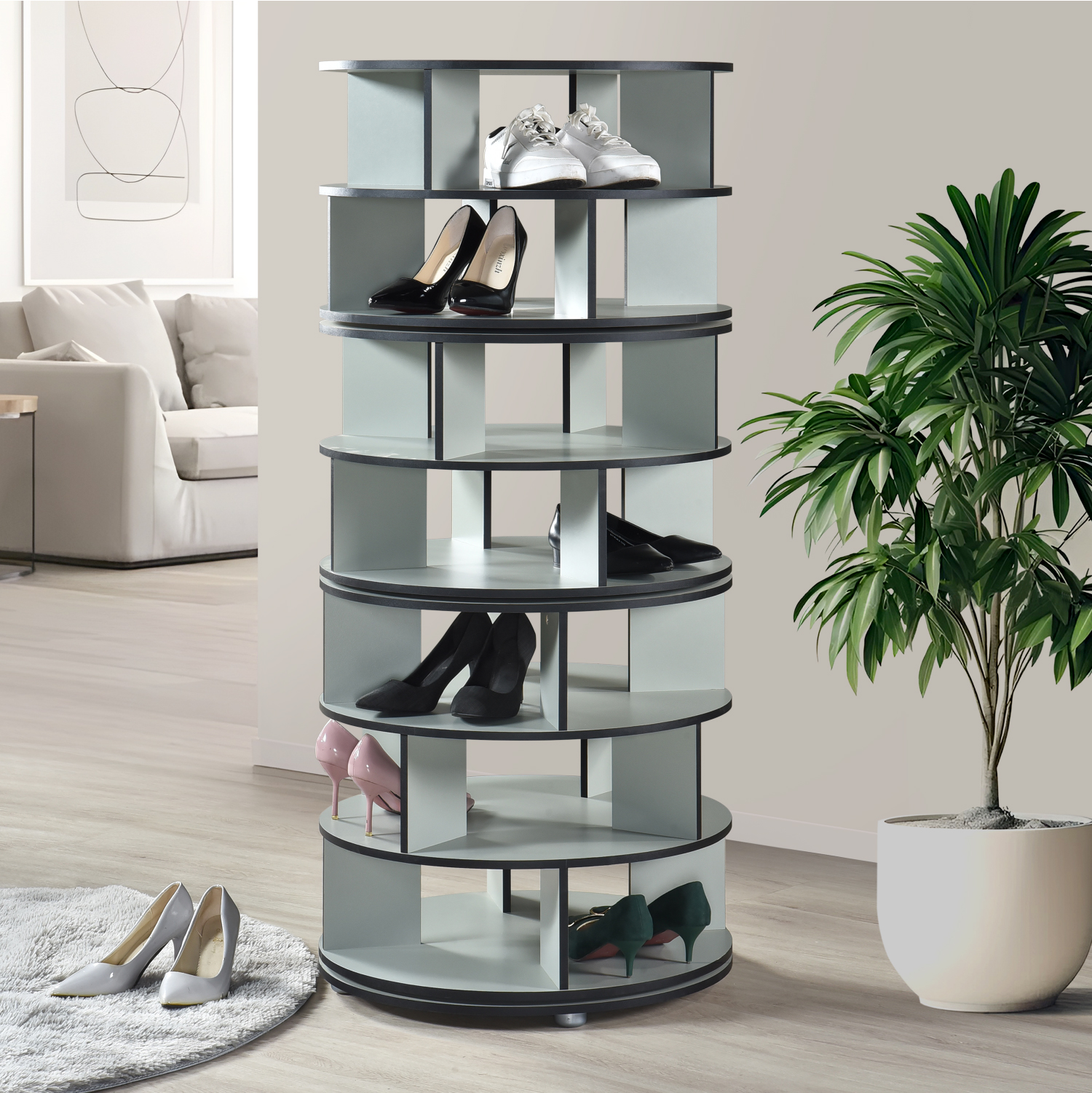 Cassidy 7-Tier Revolving Shoe Rack (Green)