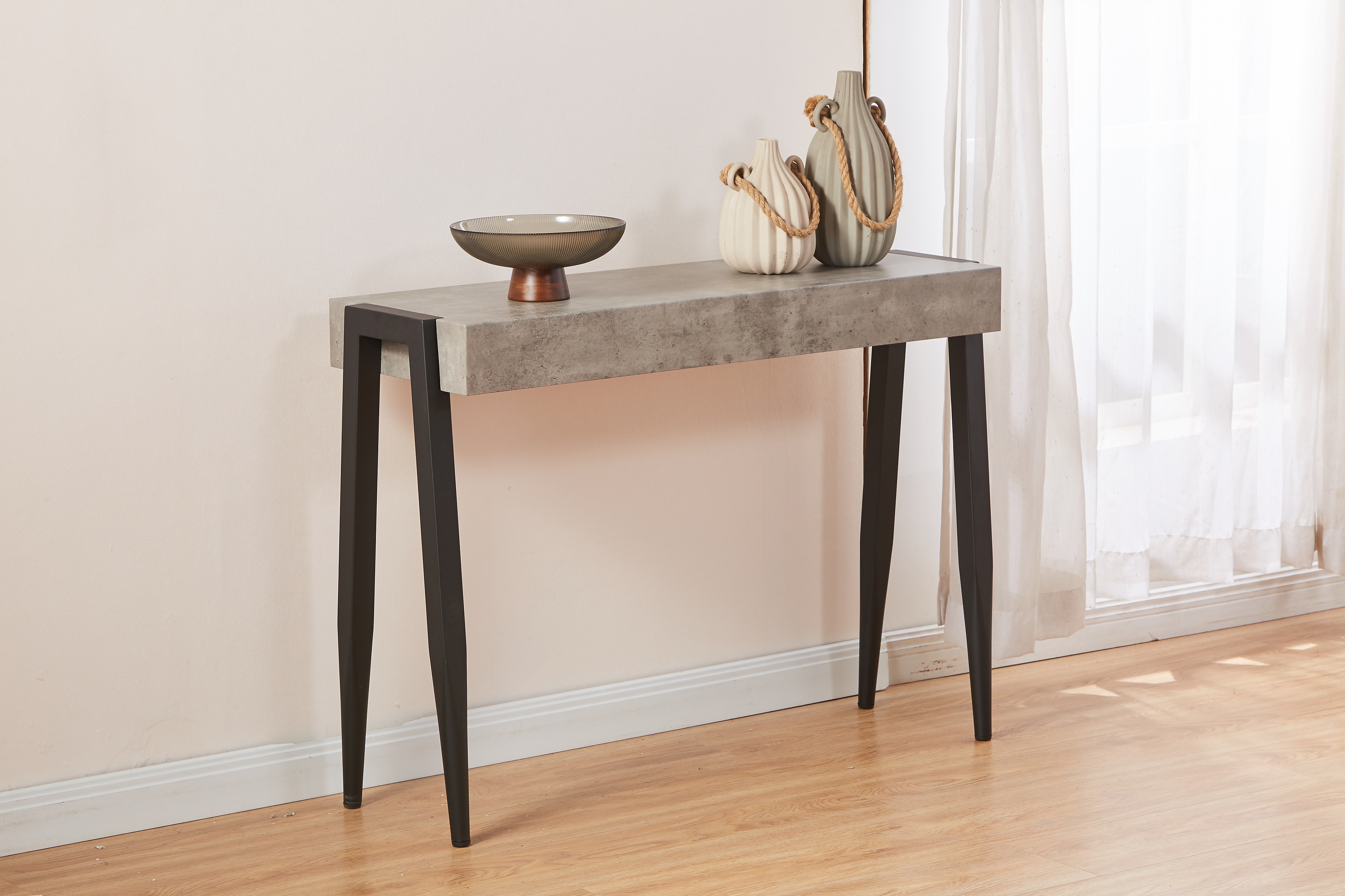 Camden Black and Gray Marble-Style Loft Console Table