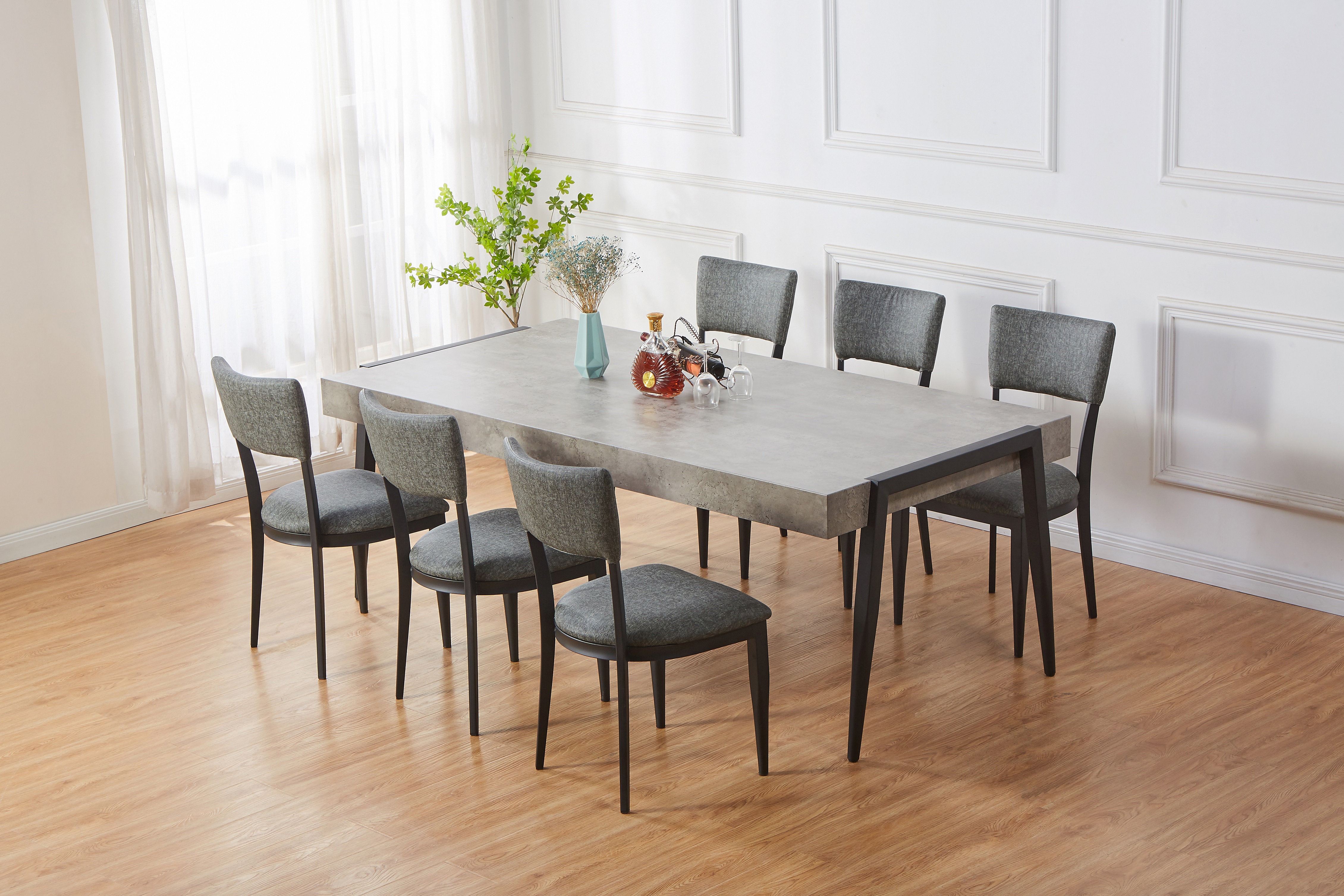 Camden Black and Gray Marble-Style Loft Dining Table