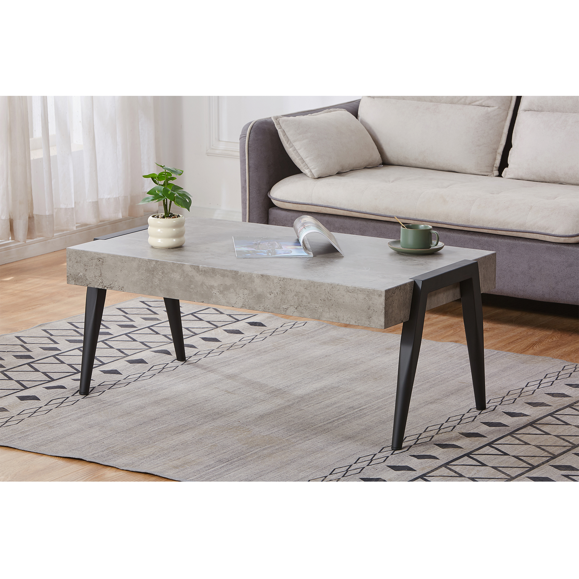 Camden Black and Gray Marble-Style Loft Coffee Table