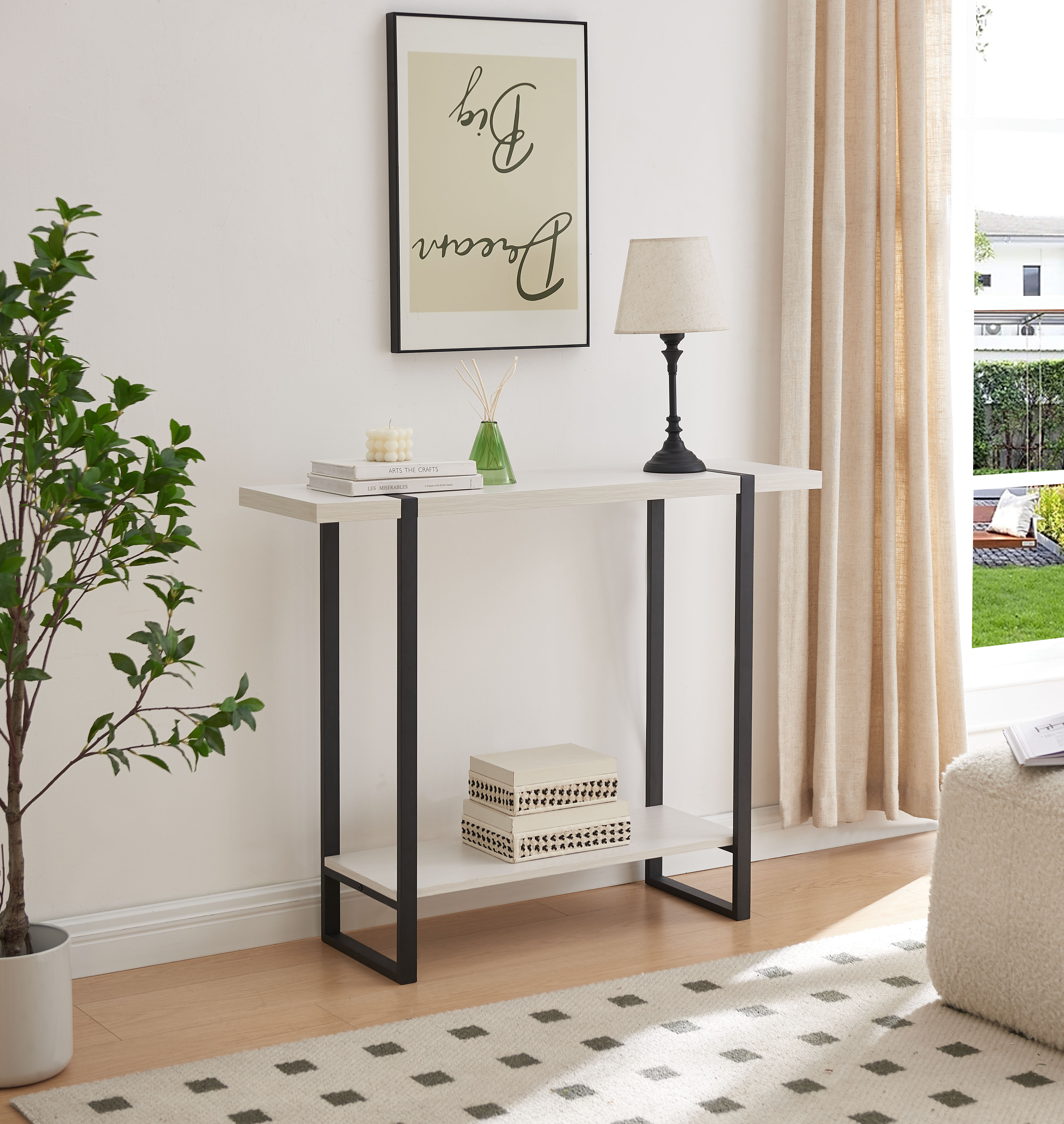 Harley Console Table (Black Frame and White Panel)