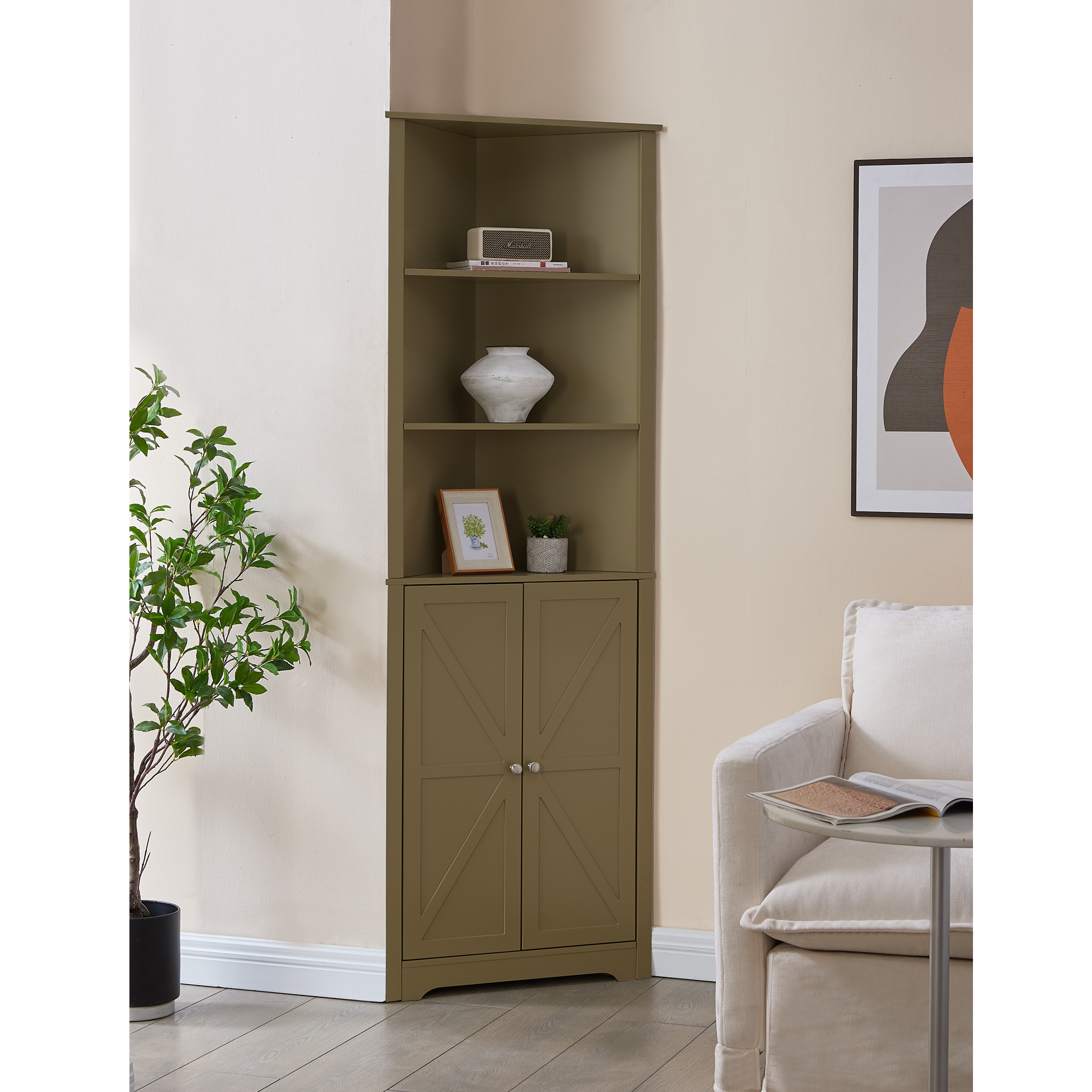 Cecilion Corner Cabinet (Lemon Pepper)