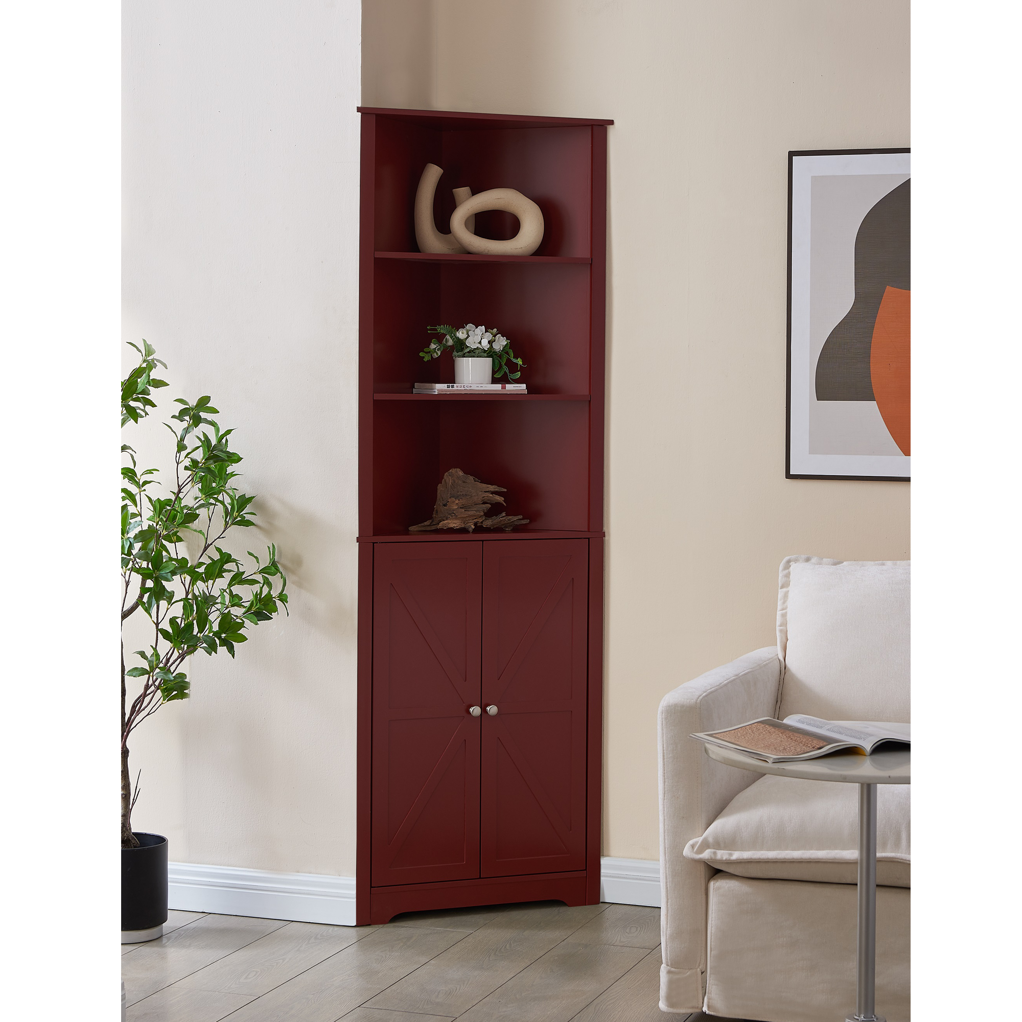 Cecilion Corner Cabinet (Red)