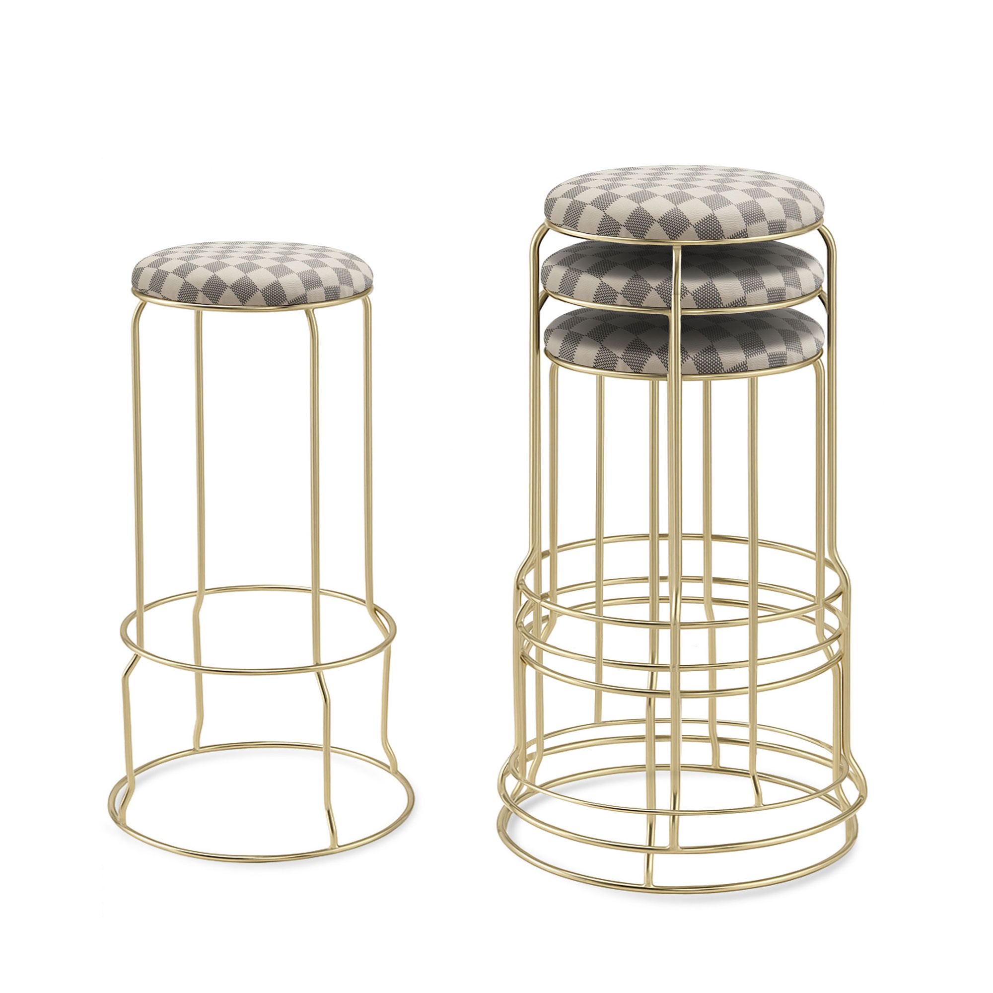 Carmilla Counter Height Stools - Set of 4 (Checker White)