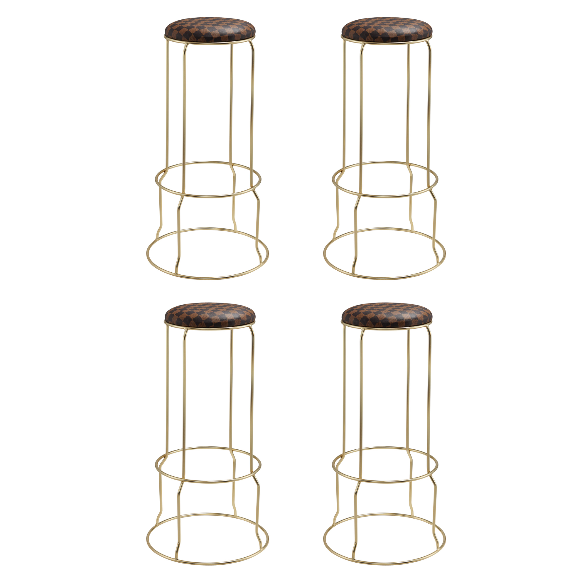 Odette Bar Stools - Set of 4 (Checker Brown)