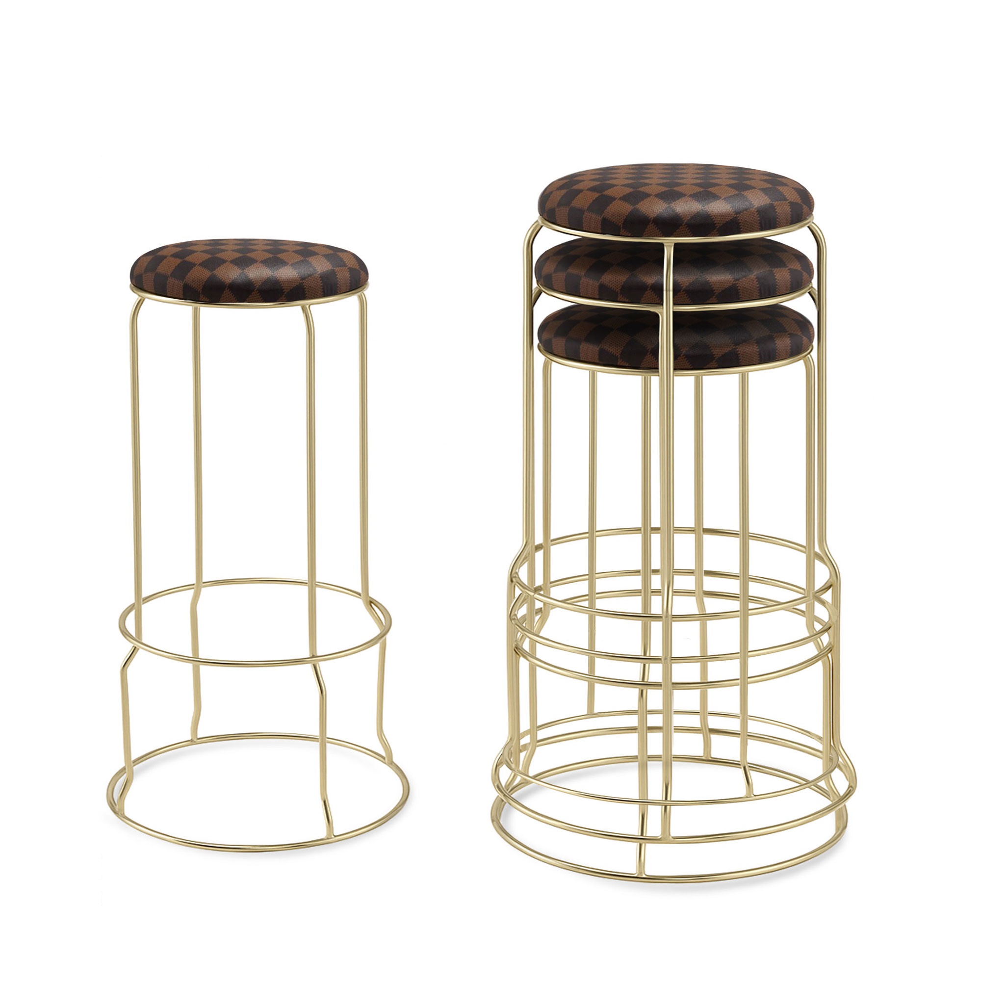 Carmilla Counter Height Stools - Set of 4 (Checker Brown)