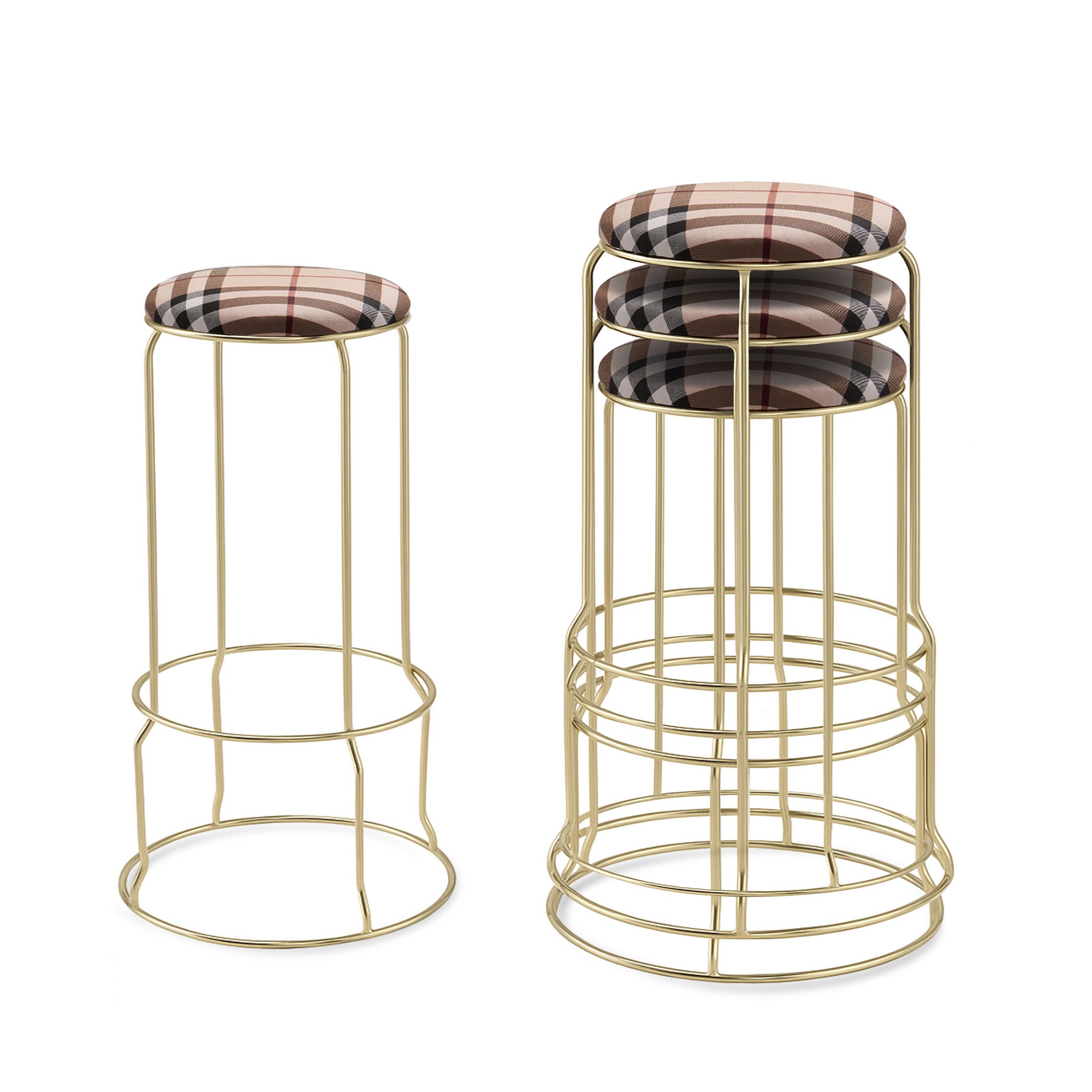 Carmilla Counter Height Stools - Set of 4 (Plaid)