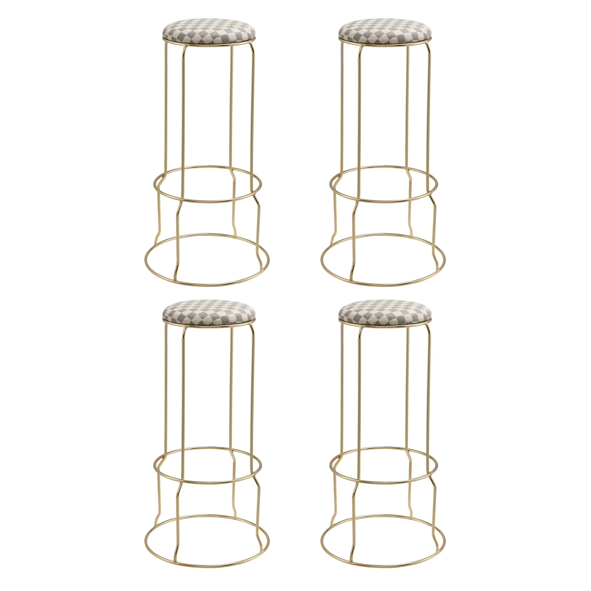 Odette Bar Stools - Set of 4 (Checker White)