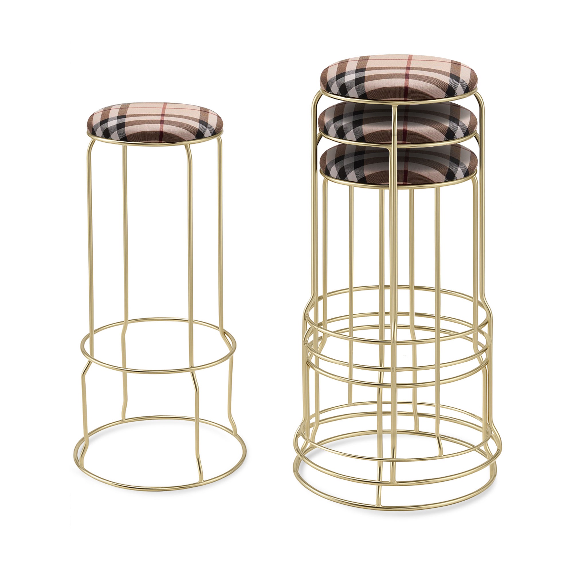 Carmilla Bar Stools - Set of 4 (Plaid)