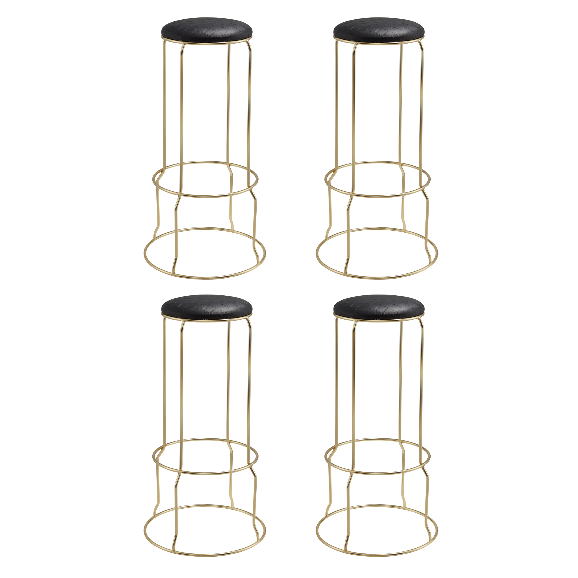 Odette Bar Stools - Set of 4 (Checker Black)