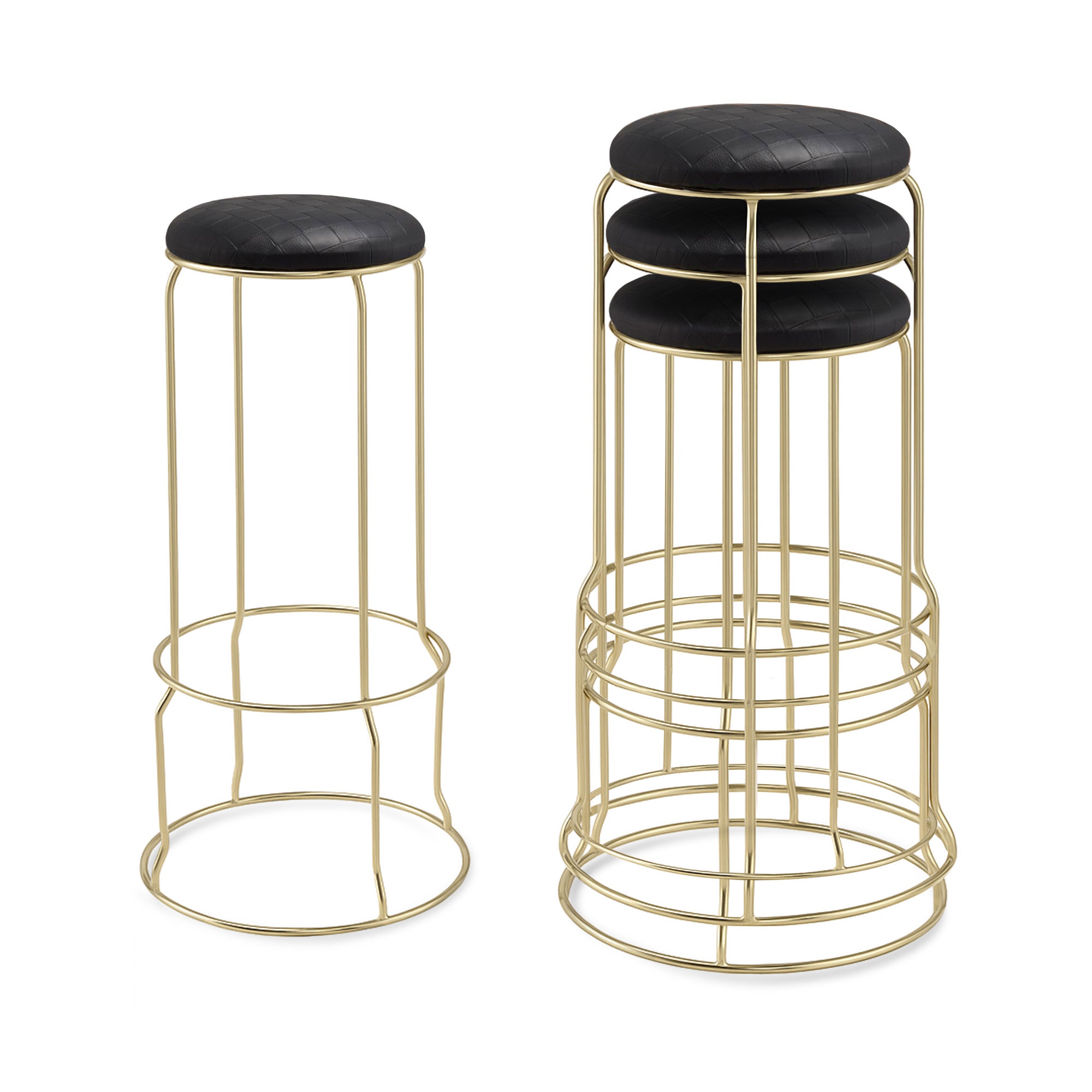 Carmilla Bar Stools - Set of 4 (Checker Black)