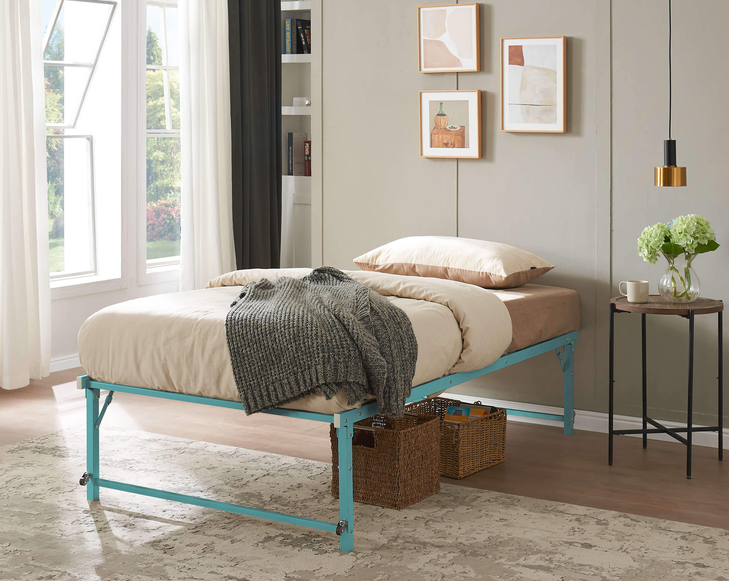 Amara Trundle Bed (Turquoise)